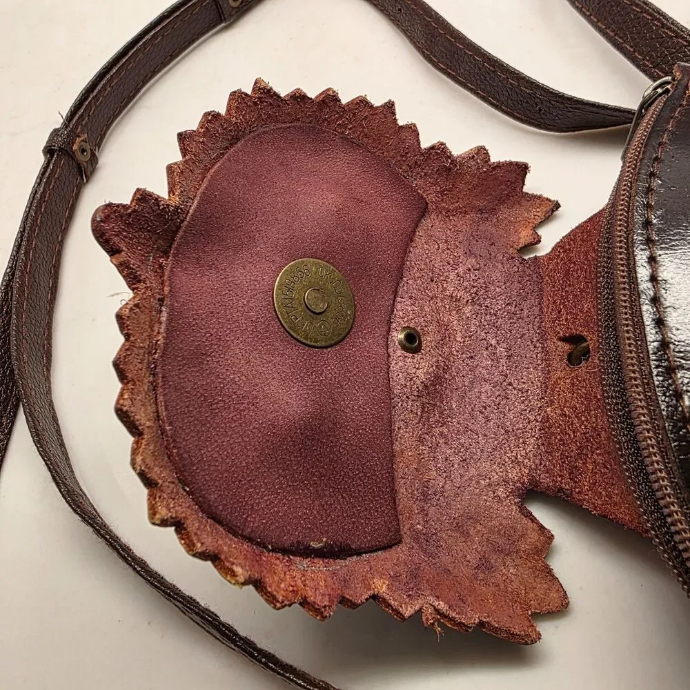 Genuine Leather  Colorful Owl Cross-body Wallet/Purse